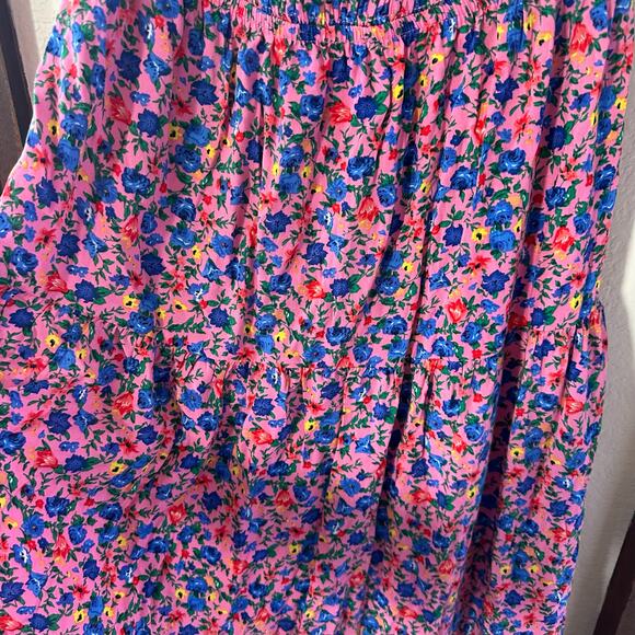 Women's Summer Floral Maxi Dress Square Neck Smocked Boho Ruffle Tie Back Flowy - Picture 3 of 8